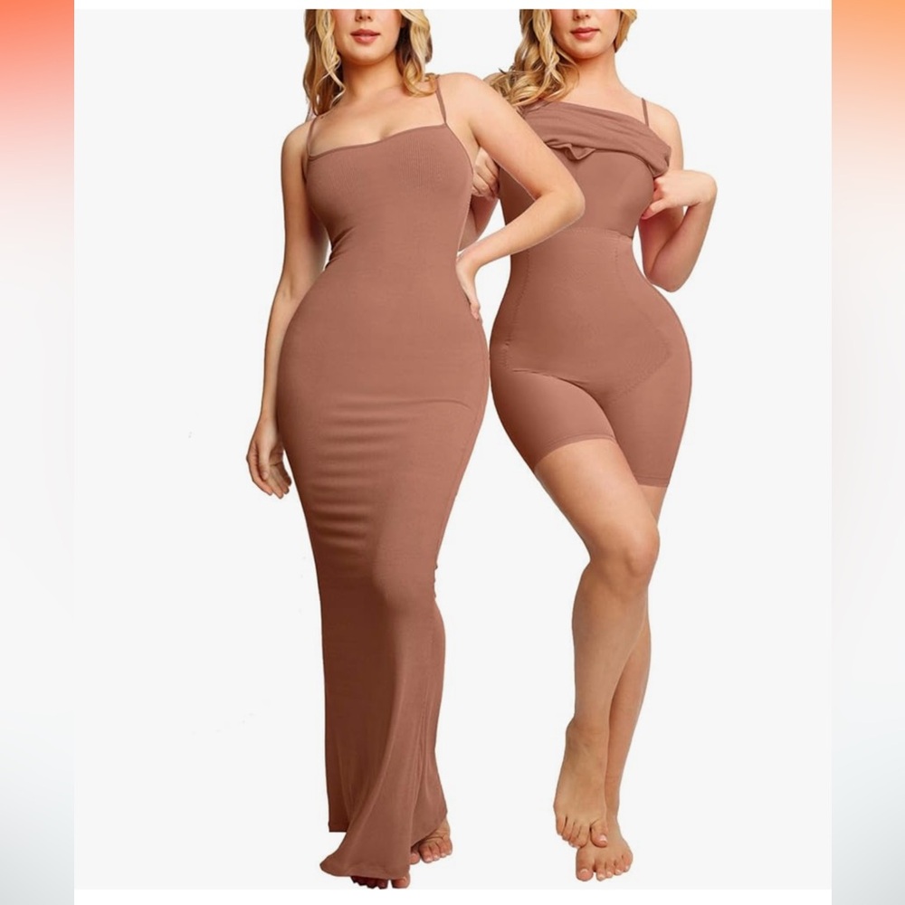 NWT Popilush Shapewear Modal Slimming Maxi Slip Dress Large Cami Straps